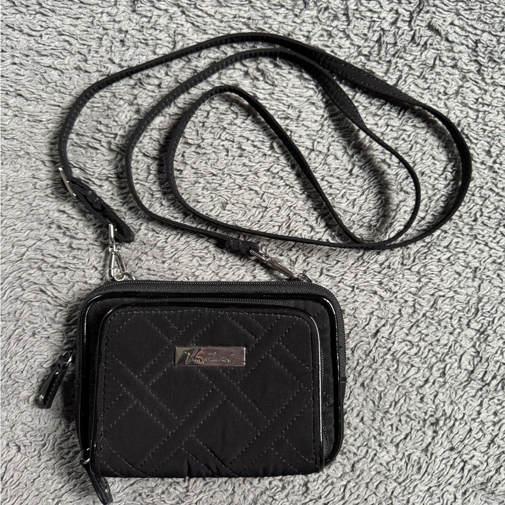 Vera Bradley Quilted Crossbody Bag - RETIRED Classic Black + Moon Blooms pattern